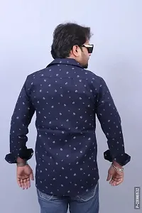 Reliable Navy Blue Cotton Printed Casual Shirt For Men-thumb3