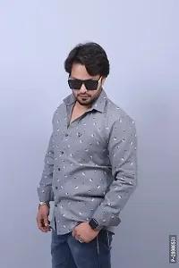 Reliable Grey Cotton Printed Casual Shirt For Men-thumb3