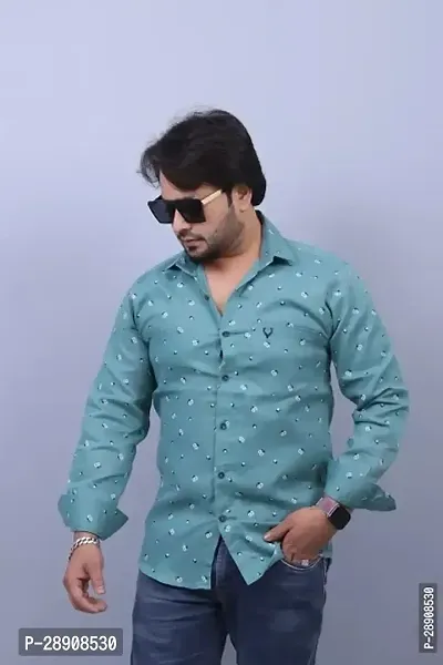 Reliable Blue Cotton Printed Casual Shirt For Men