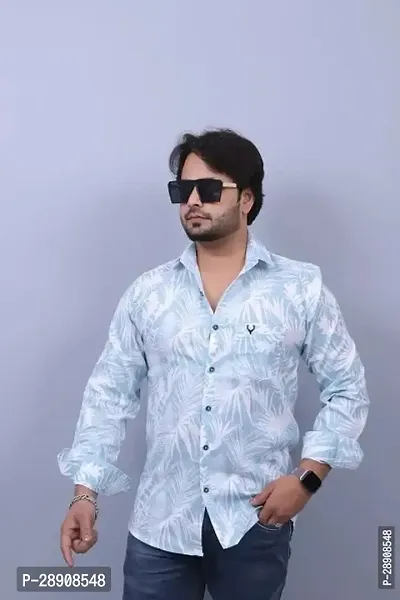 Reliable Blue Cotton Printed Casual Shirt For Men