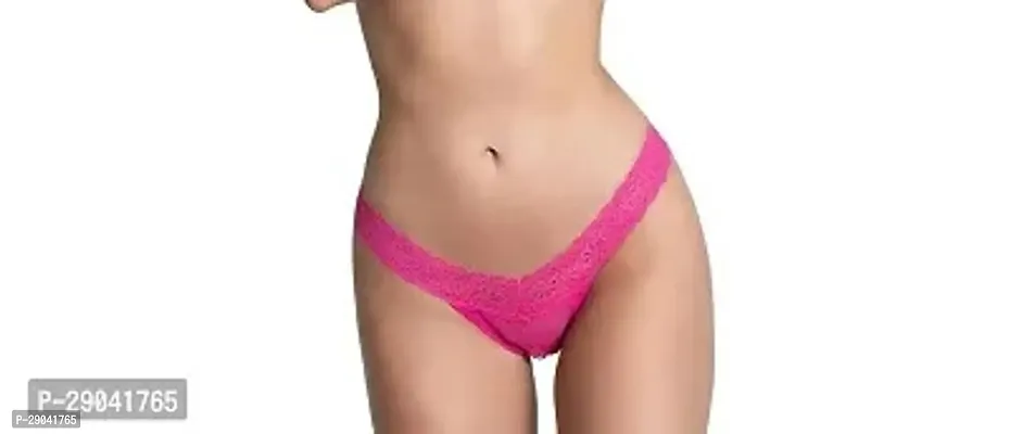 Stylish Pink Lace Solid Panty For Women