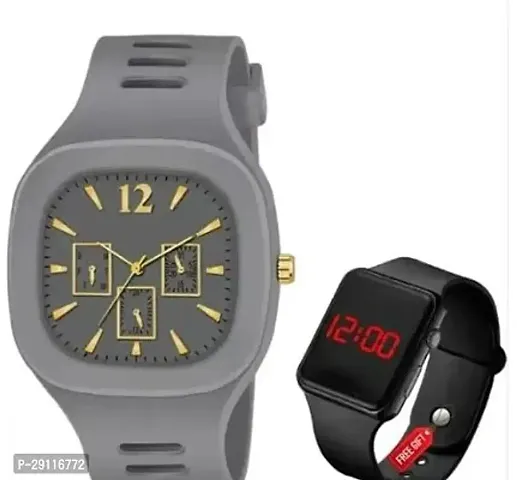 Stylish Silicone Analog Digital Watches Combo For Men Pack Of 2