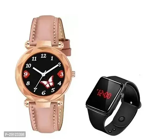 Stylish Synthetic Leather Analog Watches For Women Pack Of 2