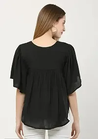 Elegant Black Viscose Rayon Embroidered Top For Women-thumb1