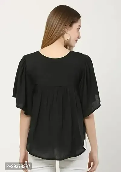 Elegant Black Viscose Rayon Embroidered Top For Women-thumb2