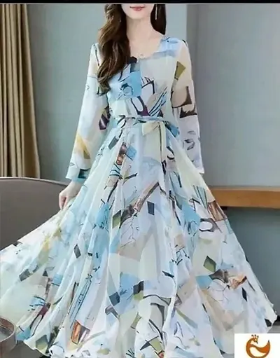 Stylish Georgette Printed Anarkali Gown