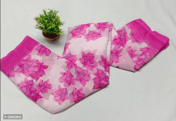 Stylish Georgette Pink Printed Saree with Blouse piece For Women