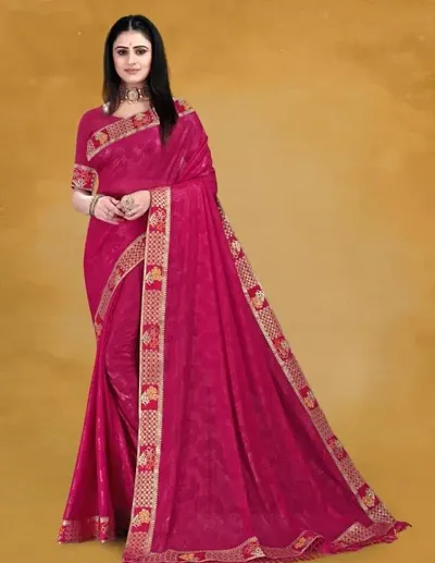 Stylish Lycra Saree with Blouse piece For Women