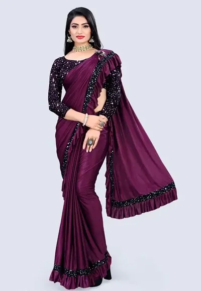 Hot Selling Lycra Saree with Blouse piece 