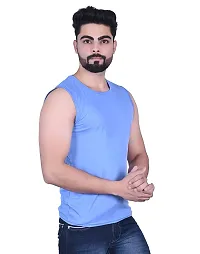 Stylish Blue Nylon Solid Vest For Men-thumb1