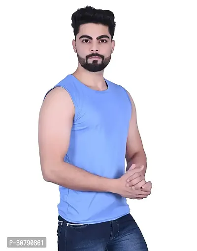 Stylish Blue Nylon Solid Vest For Men-thumb2