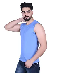 Stylish Blue Nylon Solid Vest For Men-thumb2