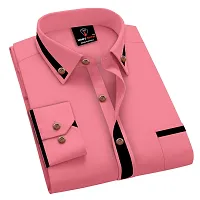 Reliable Pink Cotton Blend Solid Casual Shirt For Men-thumb1