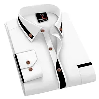 Reliable White Cotton Blend Solid Casual Shirt For Men-thumb1