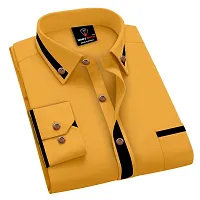 Reliable Yellow Cotton Blend Solid Casual Shirt For Men-thumb1