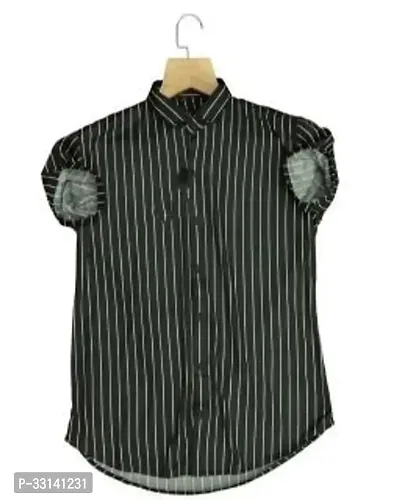 Reliable Green Cotton Blend Striped Casual Shirt For Men-thumb0