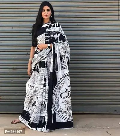 New Trendy Cotton Printed Ikat Saree with Blouse piece