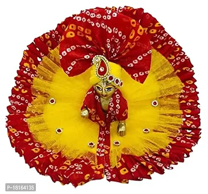 KK GROUPS laddu gopal red yellow bandhej with pagdi for laddu gopal ji, krishnaji, kanhaji, thakurji, bal gopalji