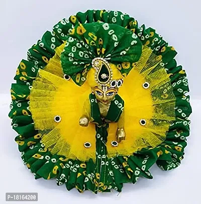 KK GROUPS Beautiful Bandhej Dress with pagdi for laddu Gopal ji, Thakur ji, bal Gopal ji, Krishna ji (0no. [ 4inch Width ])