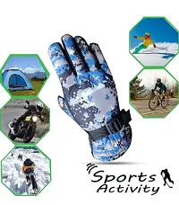 DESI CREED Men's  Boy's Army Printed Style Warm Winter Gloves for Cycling; Biking; Riding For Cycling, Bike Motorcycle Gloves (Blue)-thumb1