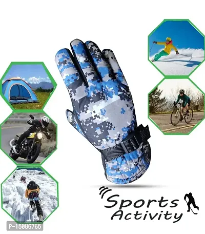 DESI CREED Men's  Boy's Army Printed Style Warm Winter Gloves for Cycling; Biking; Riding For Cycling, Bike Motorcycle Gloves (Blue)-thumb2