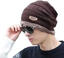 CHITRANSH ENTERPRISE Winter Soft Beanie Cap Skull Cap for Men Women Brown Winter Cap for Men (2 Piece Combo)-thumb2