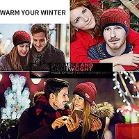 CHITRANSH ENTERPRISE Winter Knit Beanie Cap Hat Neck Warmer Scarf and Woolen Gloves Set for Men  Women (3 Piece) Red-thumb1