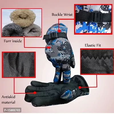 DESI CREED Men's  Boy's Army Printed Style Warm Winter Gloves for Cycling; Biking; Riding For Cycling, Bike Motorcycle Gloves (Blue)-thumb3