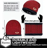 DESI CREED Winter Knit Beanie Cap Hat Neck Warmer Scarf and Woolen Gloves Set for Men  Women (3 Piece) (Red)-thumb3