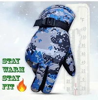 DESI CREED Men's  Boy's Army Printed Style Warm Winter Gloves for Cycling; Biking; Riding For Cycling, Bike Motorcycle Gloves (Blue)-thumb4