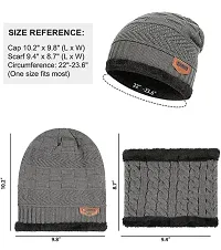 DESI CREED Winter Knit Neck Warmer Scarf and Set Skull Cap and Gloves for Men Women Winter Cap for Men 3 Piece (Grey)-thumb2