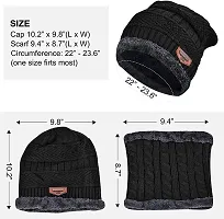 DESI CREED Winter Knit Neck Warmer Scarf and Set Skull Cap and Gloves for Men Women Winter Cap Combo Pack (Brown-Black)-thumb1