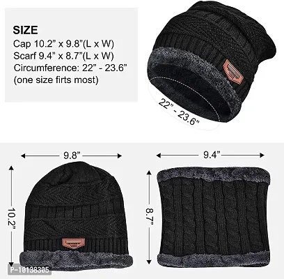 DESI CREED Winter Knit Neck Warmer Scarf and Set Skull Cap and Gloves for Men Women Winter Cap Combo Pack (Brown-Black)-thumb2