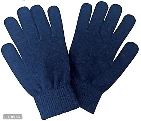 DESI CREED Unisex Winter Woolen Gloves for Men and Women (Free Size) Black-thumb0