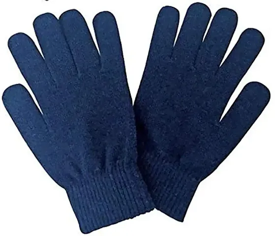 DESI CREED Unisex Winter Woolen Gloves for Men and Women (Free Size) Black
