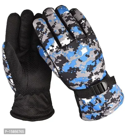 DESI CREED Men's  Boy's Army Printed Style Warm Winter Gloves for Cycling; Biking; Riding For Cycling, Bike Motorcycle Gloves (Blue)-thumb0