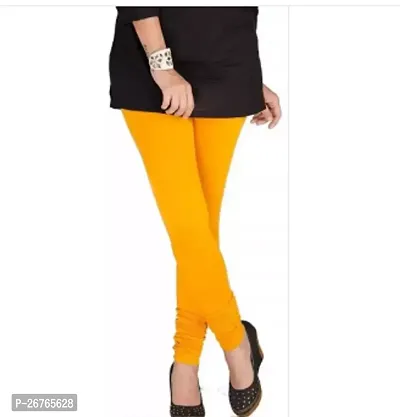 Fabulous Yellow Cotton Lycra Solid Leggings For Women