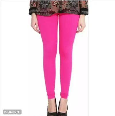 Fabulous Pink Cotton Blend Solid Leggings For Women