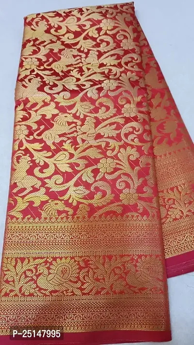 Stylish Red Banarasi Silk Saree With Blouse Piece For Women