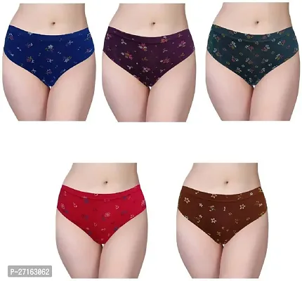 Comfortable Multicoloured Cotton Blend Panty Set For Women Pack Of 5