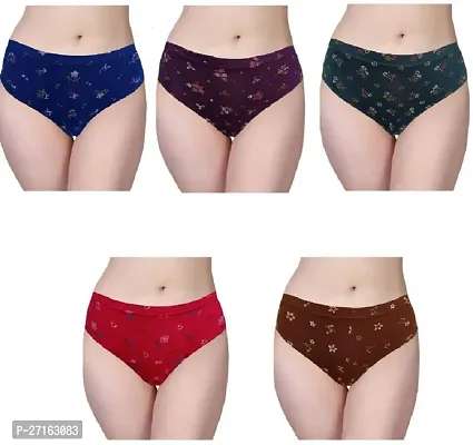 Comfortable Multicoloured Cotton Blend Panty Set For Women Pack Of 5-thumb0