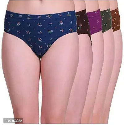 Comfortable Multicoloured Cotton Blend Panty Set For Women Pack Of 5-thumb0