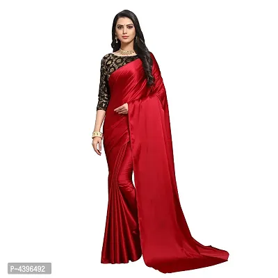 Beautiful Satin Saree with Blouse piece-thumb0