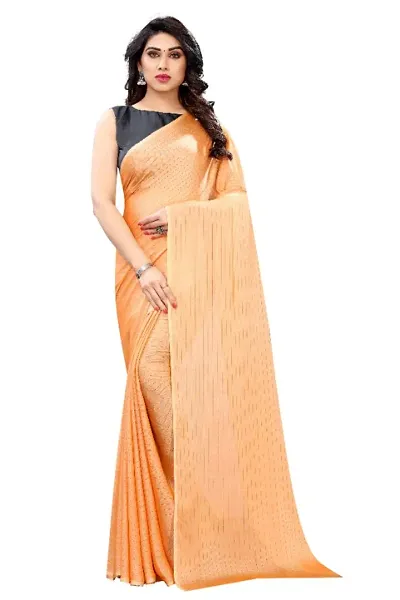 Trendy Solid Chiffon Sarees with Blouse Piece