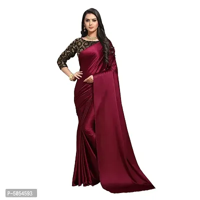 New Trendy Satin Solid Saree with Jacquard Blouse piece-thumb0