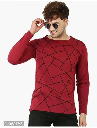 Reliable Maroon Cotton Printed Round Neck Tees For Men-thumb0