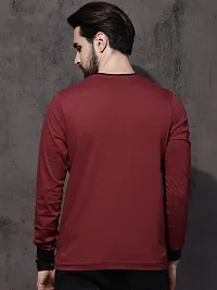 Stylish Cotton Maroon Solid Full Sleeves Round Neck T-Shirt For Men-thumb2