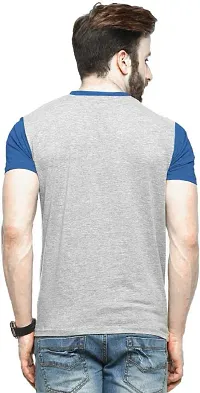 Stylish Cotton Grey Printed Half Sleeve V Neck T-Shirt For Men-thumb2