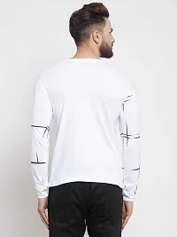 Stylish Cotton White Printed Full Sleeves Round Neck T-Shirt For Men-thumb3