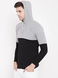 Stylish Cotton Multicoloured Colourblocked Full Sleeves Hooded Neck T-Shirt For Men-thumb1